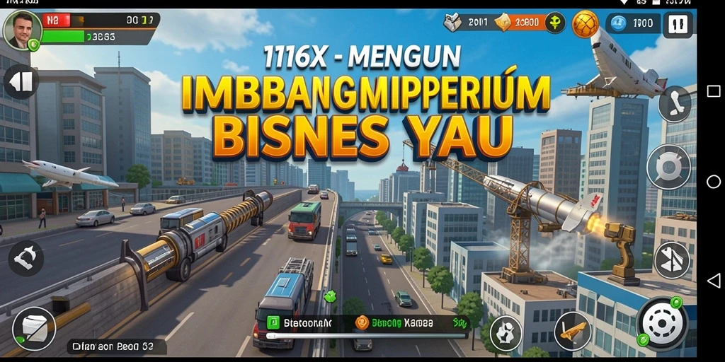 Tampilan gameplay <strong>116X</strong> yang menarik dengan elemen manajemen bisnis.