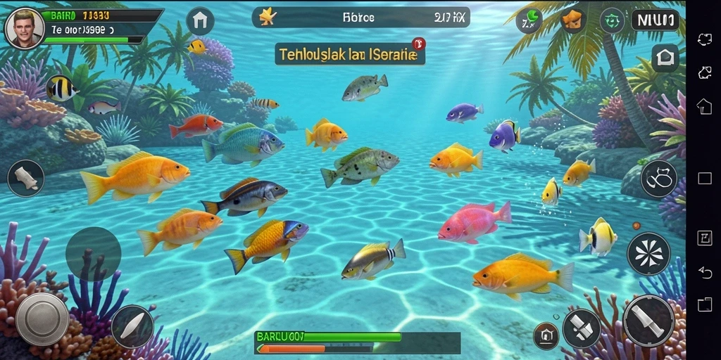 Tampilan gameplay BARU01 yang seru dengan aksi menembak ikan.