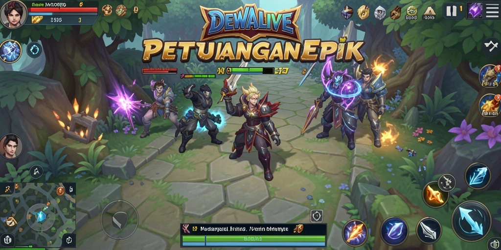 Gameplay emocionante dalam DEWALIVE dengan peperangan dan petualangan.