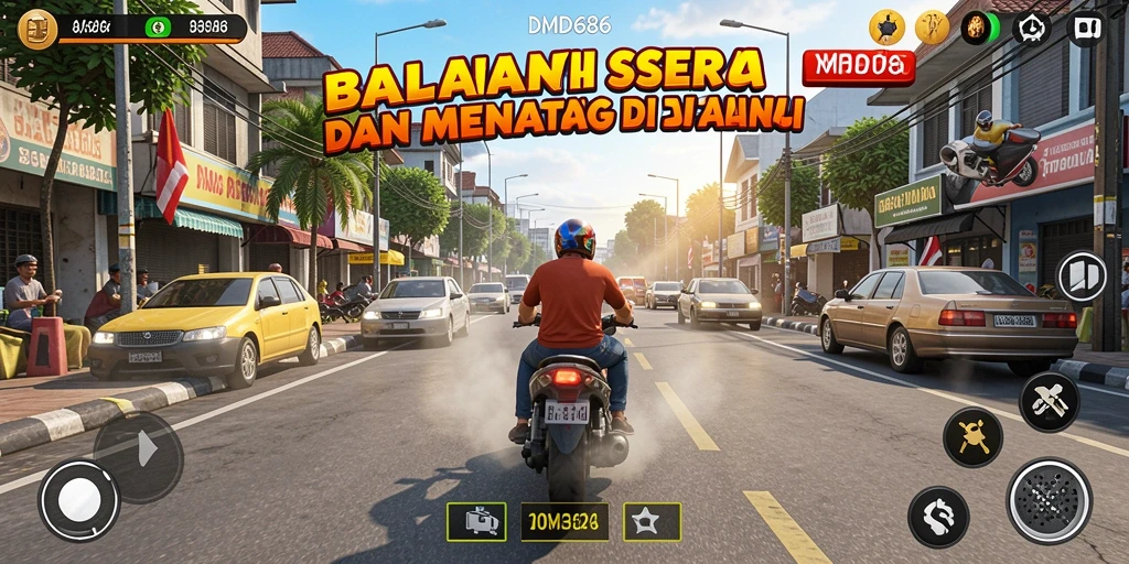 Tampilan gameplay DMD686 dengan aksi balap yang mendebarkan.