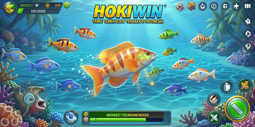 Tampilan gameplay HOKIWIN yang menegangkan saat menangkap ikan.