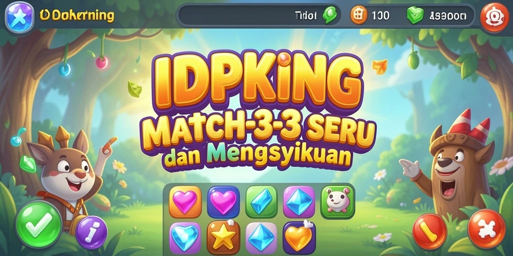 Tampilan gameplay seru dengan kombinasi warna-warni permata di IDPKING.