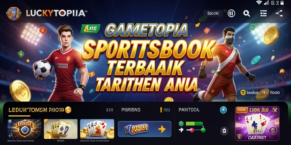 Tampilan gameplay menarik dari aplikasi <strong>LUCKYTOPIA</strong> yang menampilkan opsi taruhan olahraga.