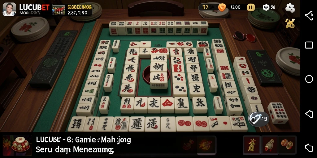 Screenshot gameplay LUCUBET menampilkan suasana permainan Mahjong yang menarik.