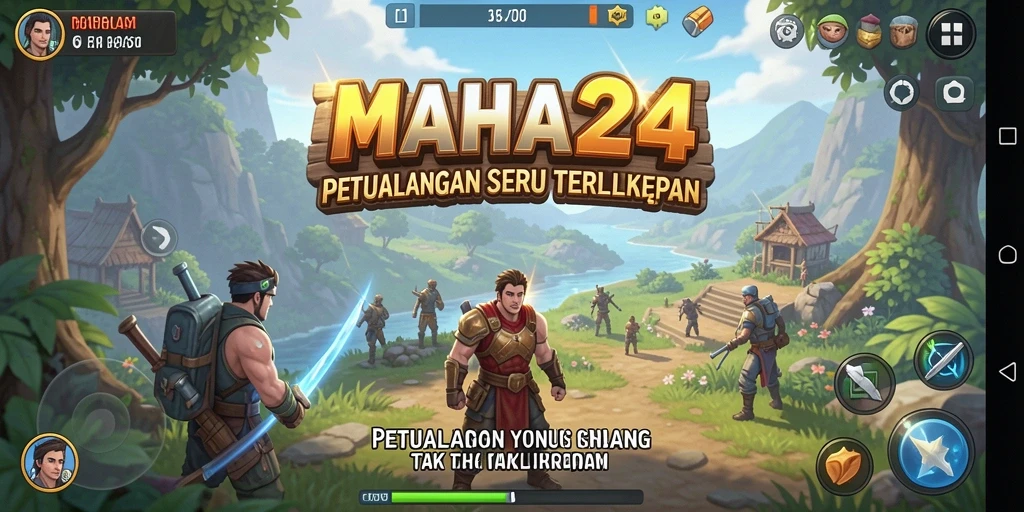 Screenshot gameplay MAHA24 yang menunjukkan aksi petualangan mendebarkan.