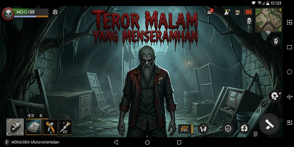 Tampilan gameplay horror yang menegangkan dengan suasana gelap penuh misteri.