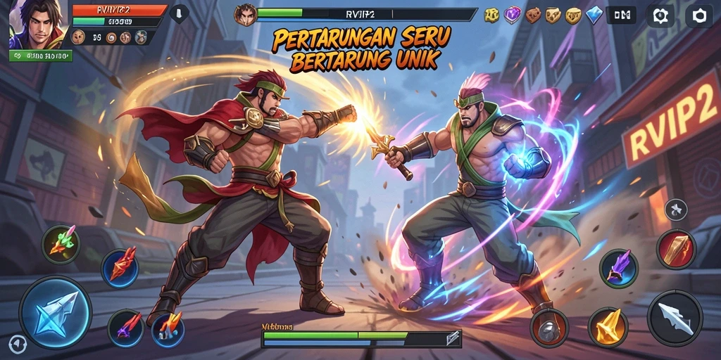 Screenshot menunjukkan aksi pertarungan epik di RVIP2.