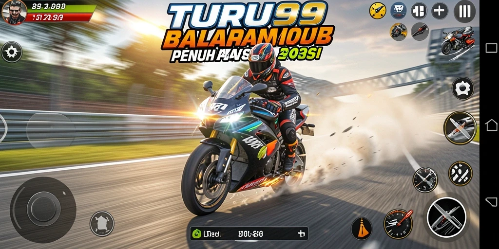Tampilan gameplay balapan motor yang seru dan menantang.
