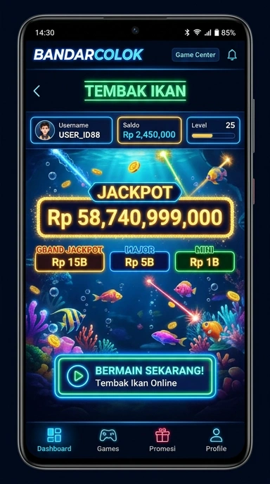 Tampilan dashboard bandarcolok yang sederhana dan menarik.